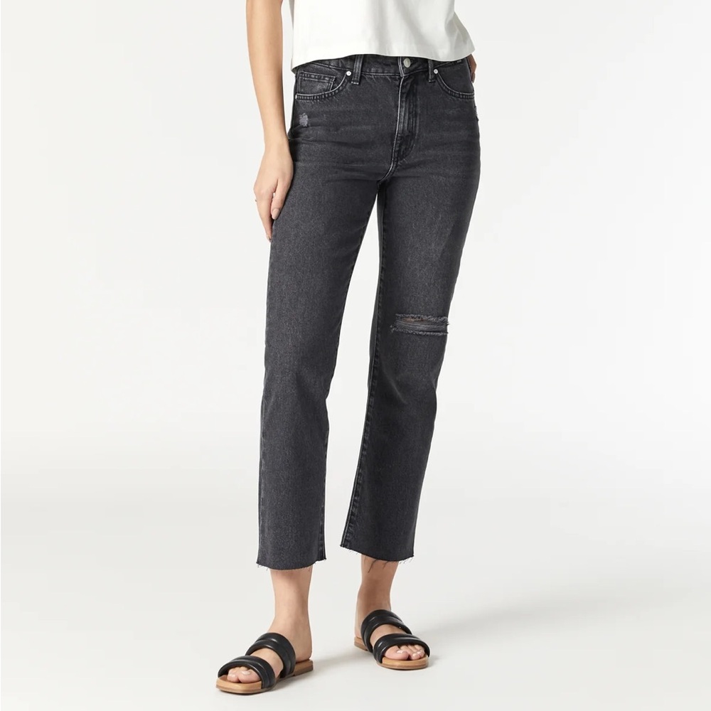 Mavi New York Straight Leg Jeans High Rise Smoke Ripped Denim sz 24 distressed